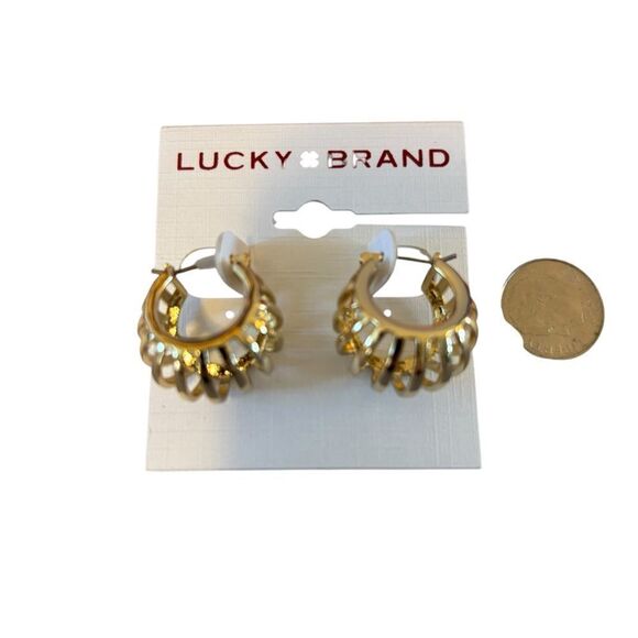 Lucky Brand Goldtone Cage Hoop Earrings. - Picture 6 of 6